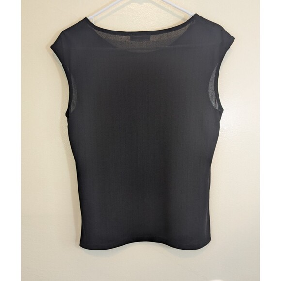 Calvin Klein Womens Top Black Sleeveless Buttons Semi-Sheer Relaxed Fit XS - Picture 2 of 8